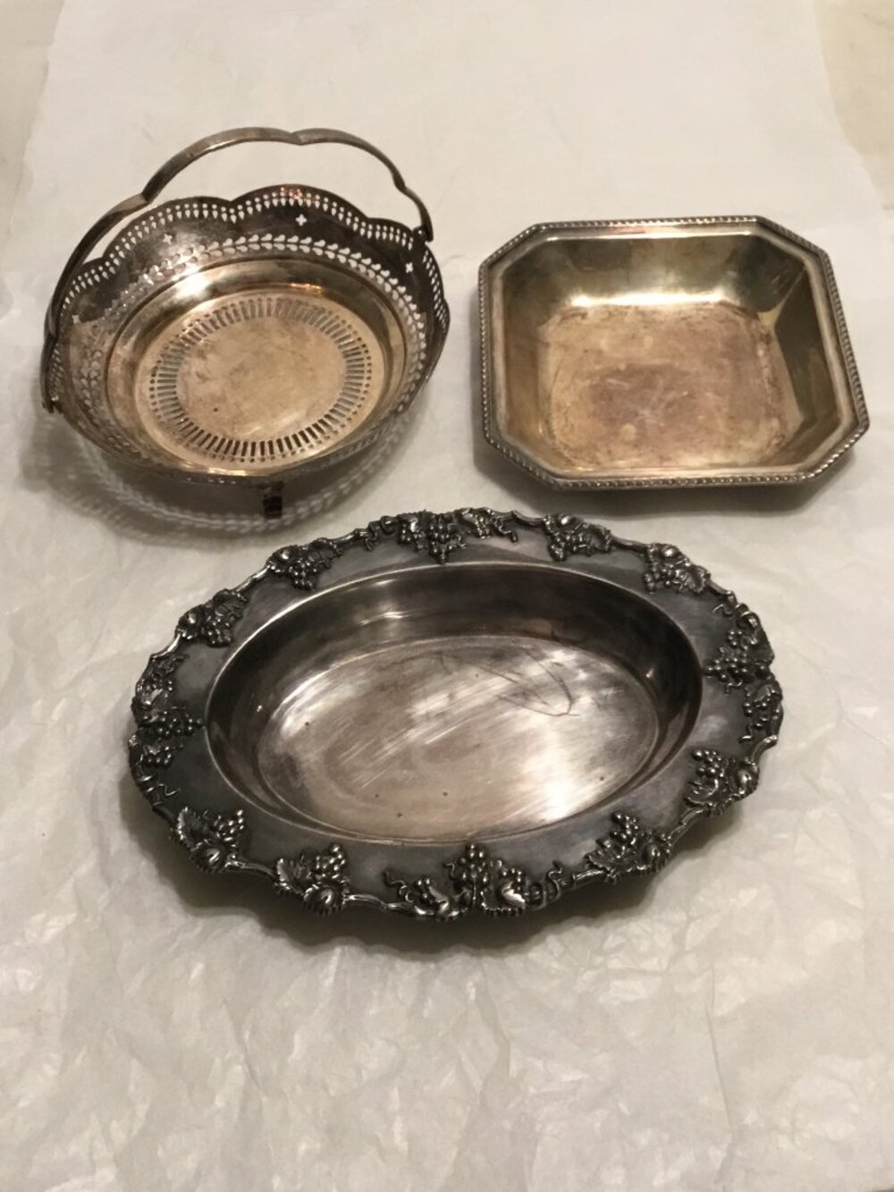 Lot of 3 Vintage silver-plated serving trays server ware